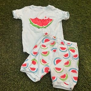 Elowel Watermelon girls fitted pajama shorts set
